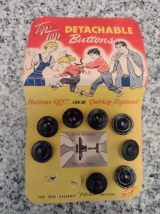 Tip-Top Pilcher Detachable Button. Vintage. 1950's Black Buttons. Qty. 8 - Picture 1 of 6
