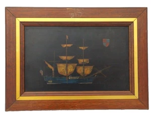 QUADRO DIPINTO ED INCISO SU LAMINA DI OTTONE , FIRMATO - Imagen 1 de 8