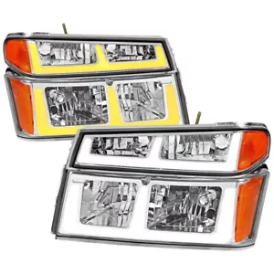 04-12 Chevy Colorado GMC Canyon Headlight LED DRL Switchback Turn Signal Chrome - Picture 1 of 3