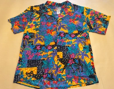 Camisa hawaiana colorida para hombre XL Hilo Hattie gato/pájaro/flor EE. UU. Hawaii Foto 1 de 4