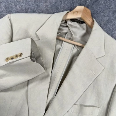 Paul Stuart Sport Coat Mens 42 Long Beige Silk Linen Two Button Italian Fabric - Image 1 of 4
