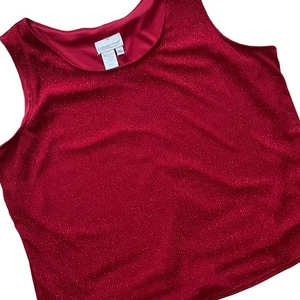 Coldwater Creek XL Red Sparkly Sleeveless Tank Top Party Holiday Blouse - Picture 1 of 7