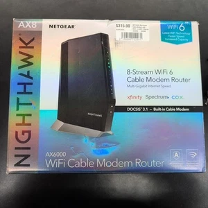 NETGEAR Nighthawk CAX80 AX6000 8-Stream Wi-Fi 6 Cable Modem Router Or Best Offer - Photo 1/4