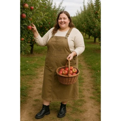 Vestido midi de jersey caqui descolorido Glory talla grande 24W cottagecore jardín Foto 1 de 4