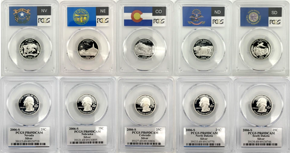 2006 S State Proof SILVER PCGS 69 Five Coin Quarter Set - Image 1 of 1