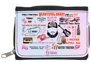Personalisierte Luke Combs Musik Denim Reißverschluss Geldbörse Portemonnaie Kunst Skizze Geld Münze - Bild 1 von 3