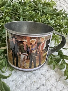 VTG Bonanza Ponderosa Ranch Nevada Souvenir Tin MugCup Cast Photo Western TVShow - Picture 1 of 6