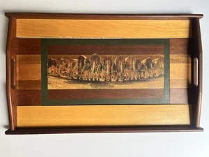 Rustic Cow Wooden Serving Tray Farmhouse Western Decor Multicolor - Picture 1 of 3