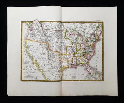1830 BRUE rare map of North America, United States, New York, Ohio, Idaho, USA - Image 1 of 4