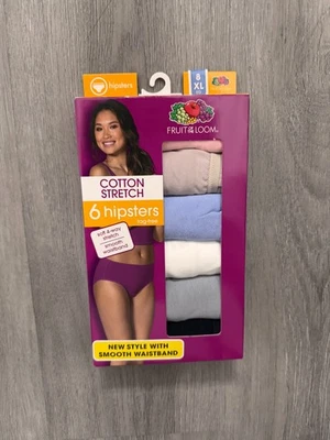 NEW XL/8 Fruit of the Loom Womens Cotton Stretch Hipsters Underwear Cotton 6Pack - Image 1 of 4