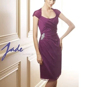 NWT Jade Jasmine Mother Bride Dress 10 Chiffon Beaded Knee Length Cocktail Dress - Picture 1 of 20