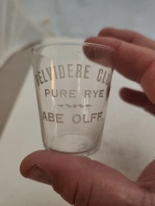 Early 1900's Belvidere Club Pure Rye Whiskey Etched Shot Glass Chicago Illinois - Picture 1 of 4
