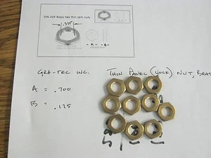 Konvolut Messingmuttern. Gra-Tec Dünnplatte (Schloss). 10. Spec's Noted. New Old Stk  - Bild 1 von 1