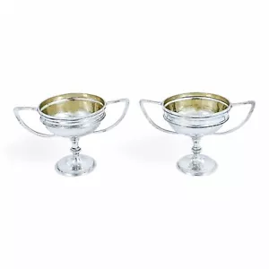 Wang Hing Chinese export gilded solid silver salt cellars miniature trophy cups - Picture 1 of 12