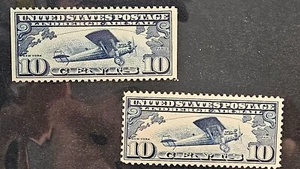 US Stamp Sc C10 & 10a, Lindbergh Air Mail, MH F/VF CV$15.00 (504U512) - Picture 1 of 1