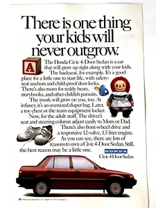 1987 Honda Civic 4 Door Sedan Print Ad Never Outgrow - Picture 1 of 2