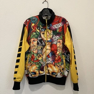 ED HARDY CHRISTIAN AUDIGIER You Only Live Once Yellow Track Jacket Men Size L - Picture 1 of 18