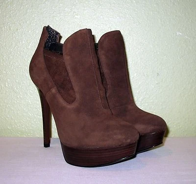 MUJER MARRÓN GAMUZA JOAN DAVID STILETTO BOTINES SHOOTIES US 7.5 M EU 37.5 38 38.5 Foto 1 de 4