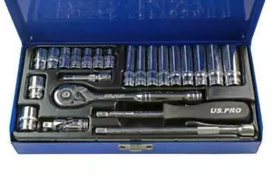 US Pro 24pc 1/4 Dr.Metrisch Buchse Satz 6pt Schale und Tiefe Buchsen B3253 - Bild 1 von 6