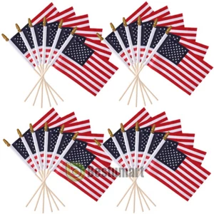 US Hand Stick Flagge 4" x 6" auf Stange USA American Flaggen klein Militär Marine Armee - Bild 1 von 19