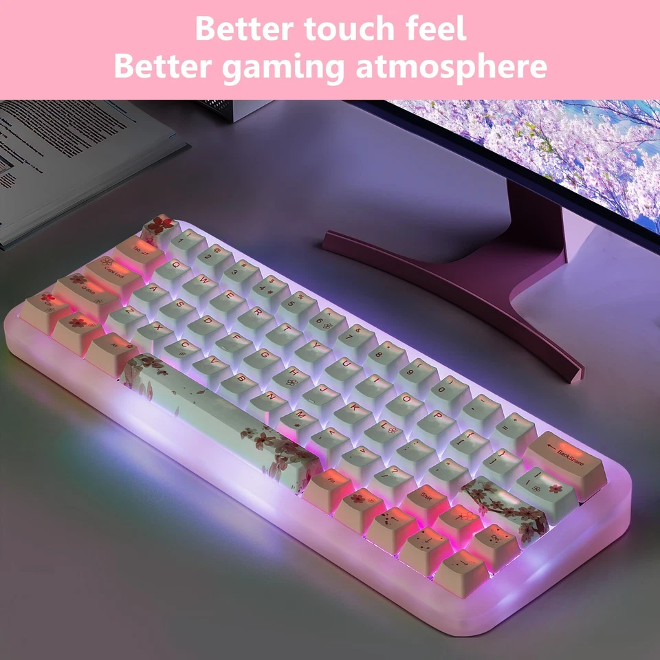 Sakura 60% PBT Keycaps Set Dye-subbed OEM Profile Japanese / Korean / Russian - Image 1 of 1
