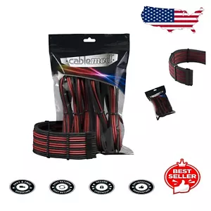 Versatile 8-Pin PCIe & 24-Pin ATX Cable Extension Set - Black & Blood Red - Picture 1 of 4