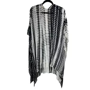 Michael Stars Tie Dye Ruana White Black Lightweight Gauzy Coverup Multi-Use - Picture 1 of 5