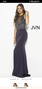 Vestido halter con cuentas JVN Jovani, talla 10, nuevo con etiquetas (leer por favor) - Imagen 1 de 8