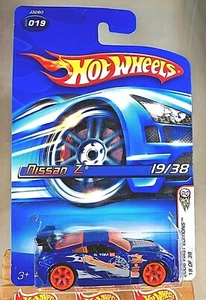 2006 Hot Wheels #19 First Editions 19/38 NISSAN Z Blue w/Red A6 Spokes '06 Card - Picture 1 of 5