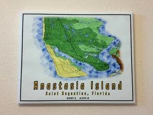 Anastasia Island Davis Shores Saint Augustine Beach Florida Map Framed - Picture 1 of 3