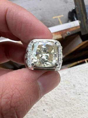 Piedra preciosa de moissanita natural con anillo sólido de oro blanco de 18k para hombre Black Friday #7 Foto 1 de 4