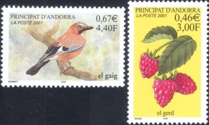 Andorra 2001 Nature Protection/Jay/Raspberries/Birds/Fruit/Plants 2v set n46909 - Picture 1 of 1