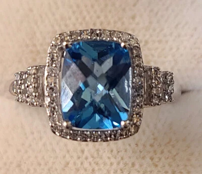 80% DE DESCUENTO NUEVO $3675 Anillo de Diamantes Topacio Alwand Vahan 14K 4ctw AZUL LONDRES Talla 7 Foto 1 de 4