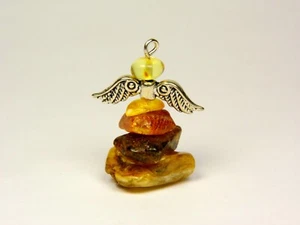 Angel Figurine Souvenir With Baltic Amber Stone Natural Genuine Religious 6362 - Picture 1 of 8