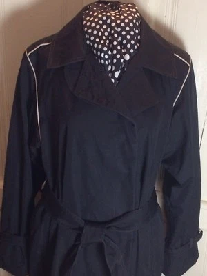 Cyclone Womens Black Trench Coat Rain Coat Button Up Pockets Sz 14 - Image 1 of 4