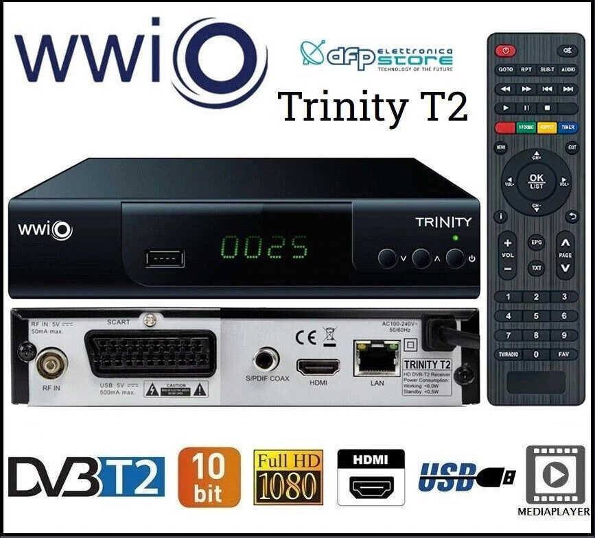 Decoder Ricevitore Tv Digitale Terrestre HD DVB-T2 USB HDMI e Scart Mpeg4 Hevc - Immagine 1 di 1