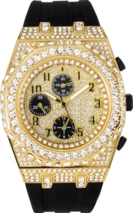 ICE STAR Men's 43mm Iced Out Octagonal Case Silicone Band Watch - Picture 1 of 4