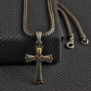 Twister Western Jewelry Mens Necklace Chain Cross Silver 32136 - Picture 1 of 2