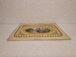 ANTIK ANDACHTSBILD BLÜHET NUR DER LIEBE BLUME 1870 / 1880 - Bild 1 von 5