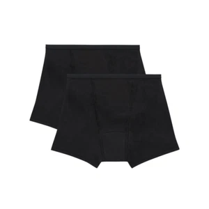 Hanes Womens 2 Pack Large Period Protection Boxer Briefs Underwear - Black - Picture 1 of 4