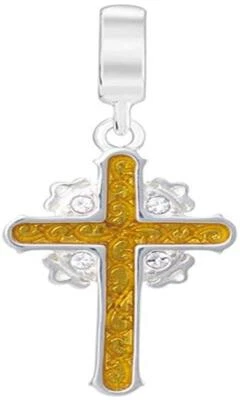 Nuevo Chamilia ESMALTE DORADO CRUZ Cuelga Swarovksi Cuentas Esterlina 2025-2533 $35 Foto 1 de 4