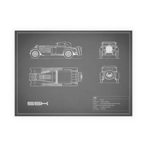 Impresión En Lienzo En Papel Póster O Cuadro Rogan Mark Mercedes SSK-GREY - Imagen 1 de 2