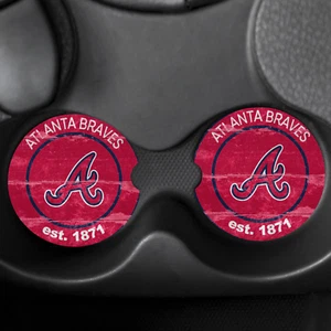 Atlanta Braves Set of 2 Custom Car Coasters - Picture 1 of 1