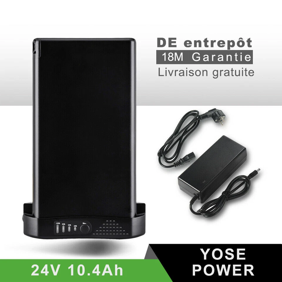 24V10.4Ah E-Bike Batterie de Vélo Electrique avec Chargeur Pour 250W/350W Moteur - Photo 1/4