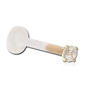 Micro labret Bioflex Cristal 2.5mm griffé plaqué or 18k - Imagen 1 de 1