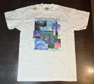 VIntage Washington DC White Short Sleeve Single Stitch T-Shirt - Adult Large - Picture 1 of 7