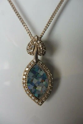 Molto Bella, Vecchia Collana Con Ciondolo, 925 Argento Con Bellissime Pietre - Immagine 1 di 4