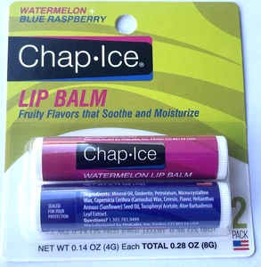 Chap.Ice Lip balm Watermelon Blue Raspberry Southe & Moisurizes dry chapped Lips - Picture 1 of 6