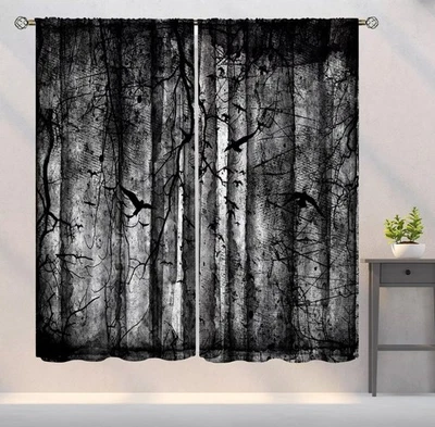 Cortinas Góticas Retro Bosque Espeluznante Abstracto Texturizado Arte Impreso Apagón Wi... Foto 1 de 4