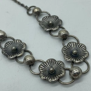 Vintage 835 Silber Kette mit Blumen Trachtenschmuck - Bild 1 von 9